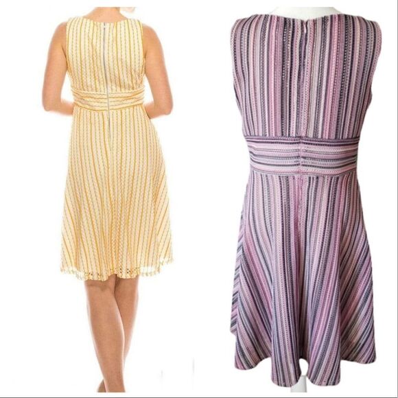 Gabby Skye Sleeveless Crochet Stripe A-Line Dress Size 6 - Picture 3 of 14